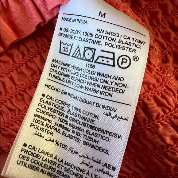 Old Navy Coastal Boho Sleeveless Ruffle Strap Square Neck Smocked Top in Coral M - Picture 7 of 10